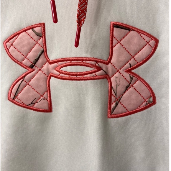 Sold 💝 Under Armour Performance Hoodie White & Pink Trim - Picture 2 of 8